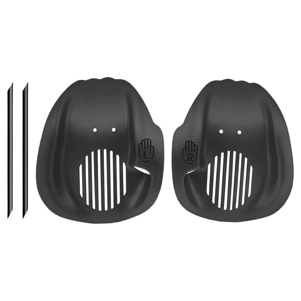 2 piezas de natación paletas de mano guantes de paleta de natación de polla plana plana profesional plingas para dedos para principiantes niños Negro y m