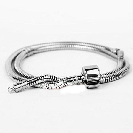 Buckets of Beads 18 Inch Stainless Steel European Charm Necklace Fits Pandora Style Charm Beads For Women And Teen Girls