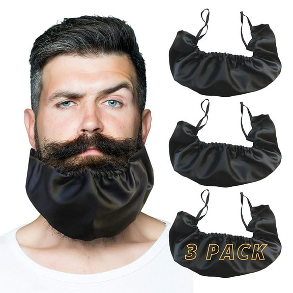 Yirtree 3 Pieces Beard Bandana Beard Covers Adjustable Facial Hair Apron Guard Bonnet Mens Bedtime Bib Cap Men Big Bandana Anti-stick Rice Beard Cover Anti-dirty Apron Guard Bib Gift
