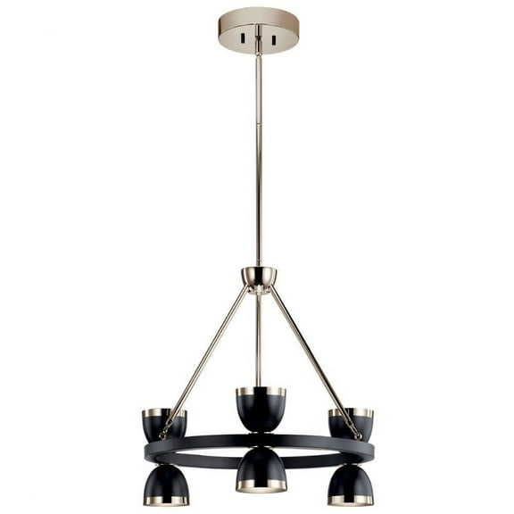 6 Led Small Chandelier in Mid-Century Modern Style-20 inches Tall and 22 inches Wide-Black Finish Bailey Street Home 147-Bel-4436003