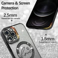 thumbnail image 2 of Magnetic Case  for iPhone 12 Pro Max Glitter Case Luxury Plating Love Heart Compatible with MagSafe Clear Case with Camera Protector Protection Shockproof Cover for Women Girls-Black, 2 of 12