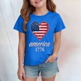 thumbnail image 4 of TOWED22 American Flag Holiday Tops for Girls 4th of July Patriotic Shirts Tee T-Shirts Soft Cotton Comfort(Blue,3-4 Y), 4 of 5
