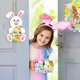 thumbnail image 4 of Easter Bunny Decoration Hanging Easter Egg Wooden Hanging Decoration Holiday Party Wall Decoration Pendant, 4 of 6