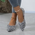 thumbnail image 6 of Women's Rhinestone Flats Elegant Glitter Ballet Flats Dress Pearl Wedding Shoes Pointed Toe Slip On Loafers for Women, 36, 6 of 9
