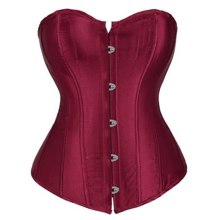 Corset Top For Women Bustier Lingerie for Women Stain Overbust Vintage Waist Cincher Wine Red 3XL