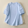 thumbnail image 2 of fheaev Chemises en Lin pour Femmes Hauts d'Été Manches 3/4 Grande Taille Col Rond Chandail Tunique Hauts Coupe Ample Blouses T-Shirt Chic Décontracté Vacances Travail Hauts, 2 of 7