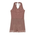 thumbnail image 4 of SiiRoh Girls Sparkly Tassels Latin Dance Leotards Halter Sleeveless Fringe Figure Skating Dress Dusty Pink 10, 4 of 6
