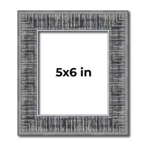 5x6 Frame Silver Black Rustic Sonoma Solid Wood Picture Frame | 1.5 Inch Moulding Width | Complete