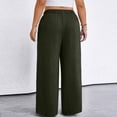 thumbnail image 4 of Plus Size Workout Clothes High Waisted Sweatpants Women Wide Leg Casual Palazzo Pants Work Business Elastic Waist with Drawstring Pants for Lounge Spring & Autumn 2026 Army Green L, 4 of 4