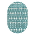 thumbnail image 3 of Unique Loom Outdoor Trellis Collection Area Rug - Cardak (5' 3" x 8' Oval Teal/Ivory), 3 of 7