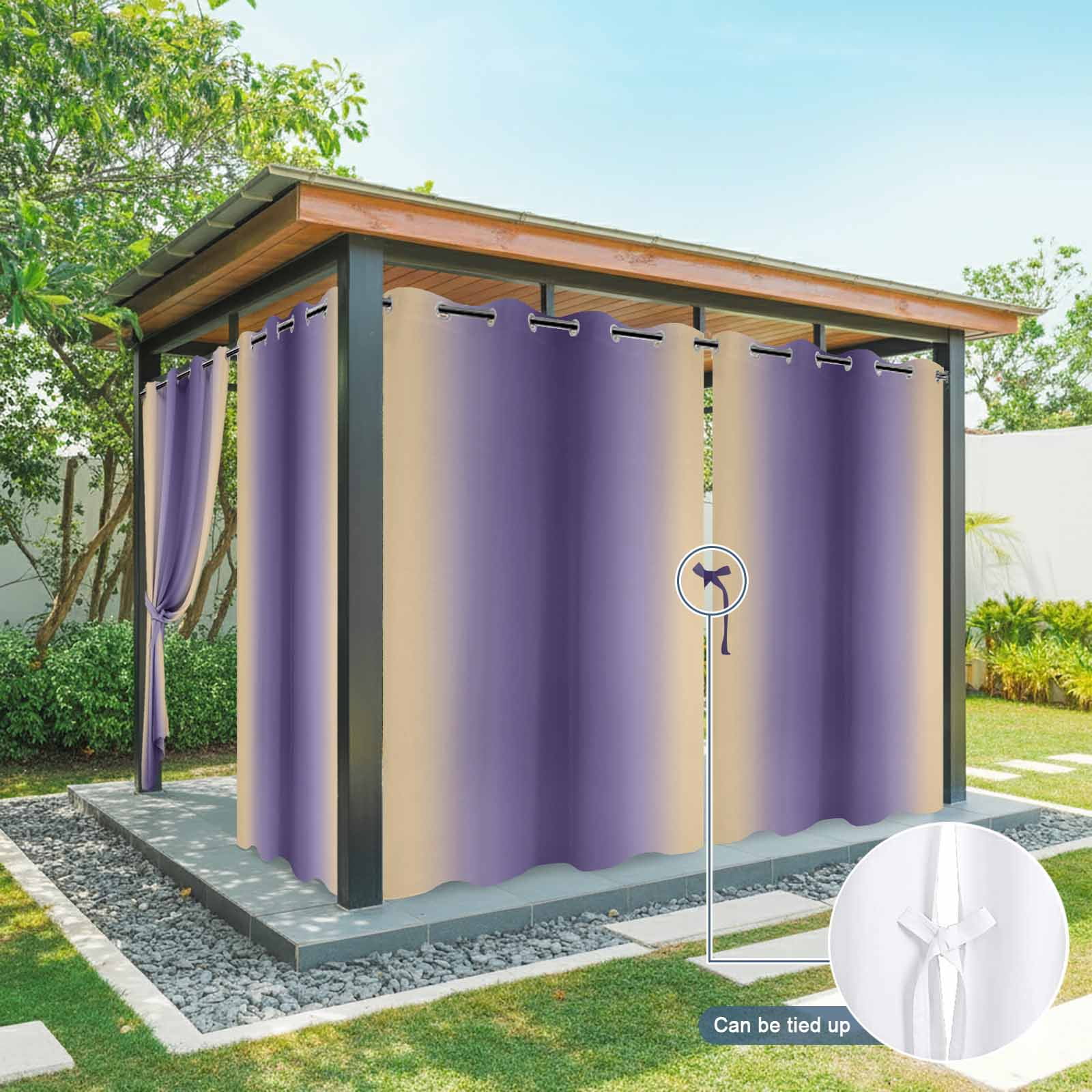 1 Panel Outdoor Curtains for Patio Waterproof 54"x108" Purple Yellow Ombre Weatherproof Privacy Outsides Curtains, Farmhouse Modern Gradient Art Grommet Thermal Drapes for Cabana Porch Pergola