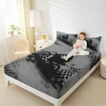 thumbnail image 4 of Feelyou Dirt Bike Sport Full Size Sheets for Kids, Grey Graffiti Check Bed Sheets, Modern Motorcycle Lover Sheet Sets, Microfiber Bedroom Decor, 4pcs, 4 of 7