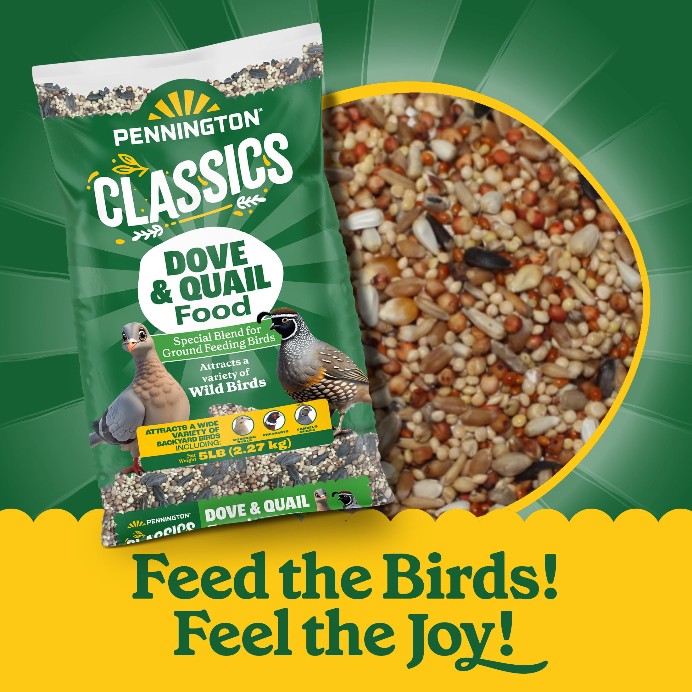 Pennington Classics Dove & Quail Food, Wild Bird Seed Mix, 5 Pounds