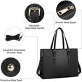 thumbnail image 3 of Laptop Bag for Women 15.6 Inch Laptop Tote Bag Leather Classy Computer Briefcase for Work Waterproof Handbag Professional Shoulder Bag Women Business Office Bag Large Capacity Black, 3 of 6
