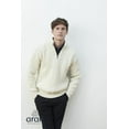 thumbnail image 2 of Aran Men's Merino Wool 1/4 Zipper Sweater Irish Traditional Cable Knitted Pullover Made in Ireland, 2 of 8