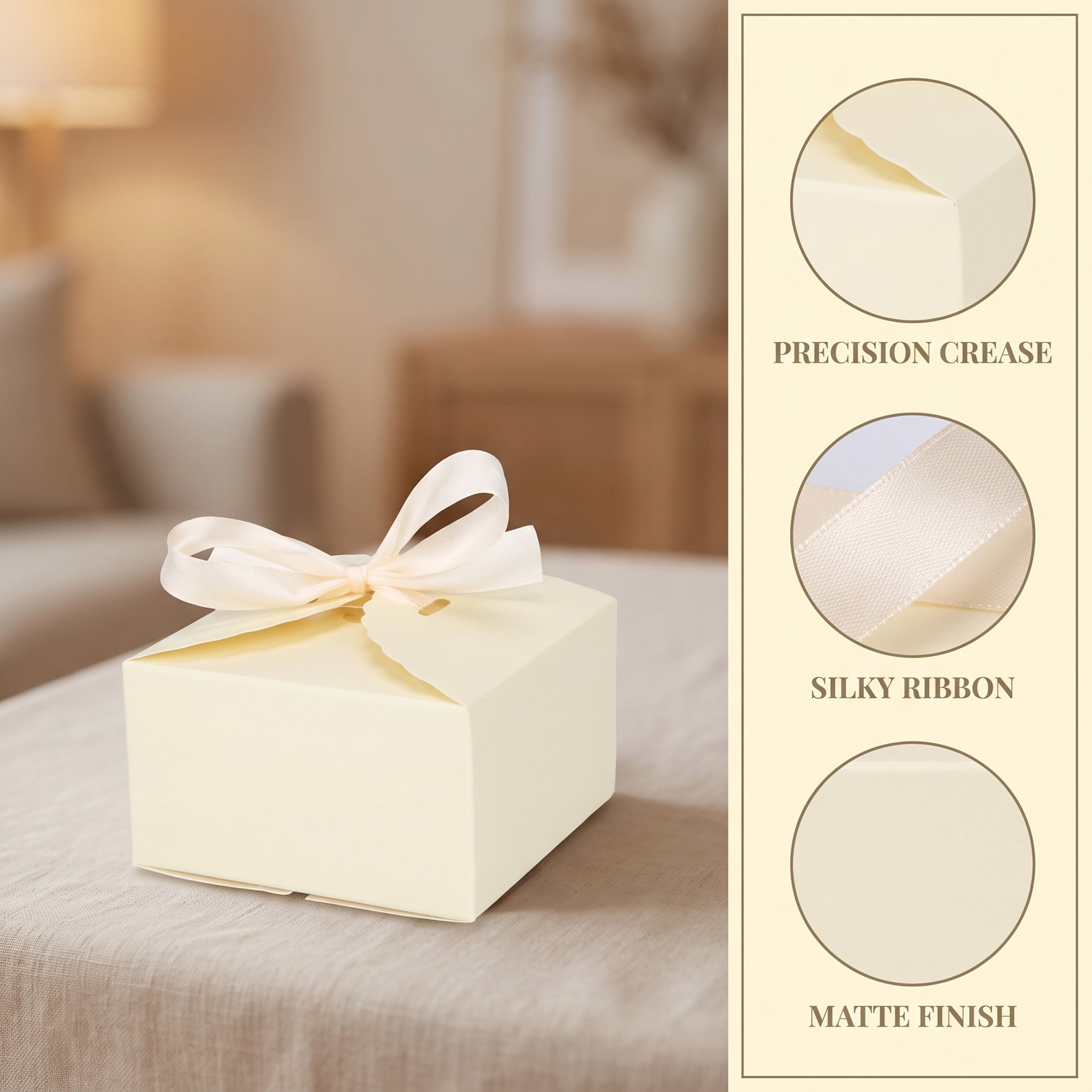 Unique Bargains Flat Favor Gift Box for Pastry Gift Wrapping Supplies 3.5"x3.5"x2" Yellow