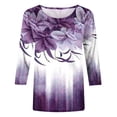 thumbnail image 5 of Pisexur Hauts pour Femmes Grande Taille Mode Chemises 3/4 Automne Décontractées Blouses à Col Rond Mignonnes à Imprimé Floral Tuniques Amples, 5 of 5