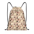thumbnail image 1 of Xecao Wine Glasses Pattern Sports Drawstring Backpack - String Swim Gym Bag with Wet Proof Pocket for Women&Men-Medium, 1 of 6
