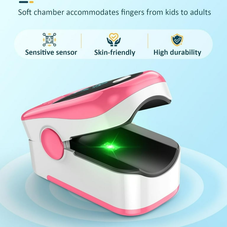 SUWU Pulse Oximeter with Fast & High-precision SpO2 Measurement, Blood Oxygen Saturation & Pulse Rate Monitoring, Rotatable OLED Screen with Large Fonts (Pink)