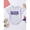 thumbnail image 2 of Bagilaanoe 4th of July Newborn Baby Girl Boy Rompers Letter Print Short Sleeve Bodysuit 6M 12M 18M 24M Infant One Piece Short Jumpsuit for Independence Day, 2 of 9