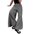 thumbnail image 3 of Women'S Striped Wide Leg Pants Elastic Waist Baggy Palazzo Trousers with Pockets Going Out Outfits Gray L, 3 of 10