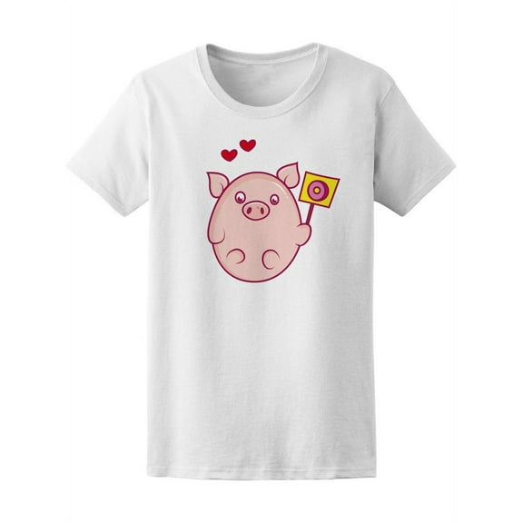 Cute Baby Pig Love T-Shirt Women -Image by Shutterstock, Female x-Large