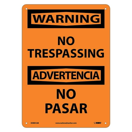 UPC: 0887481050256 | National Marker No Trespassing Bilingual 14X10 .040 Aluminum Warning Sign ESW81AB