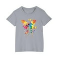 thumbnail image 3 of CFLVAEK Girls Cotton T Shirts Fashion Tie Dye Graphic Tees Casual Summer Short Sleeve Tshirt Loose Fitted Round Neck T Shirt Gray Size 9 Years, 3 of 7