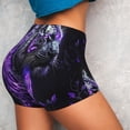 thumbnail image 2 of KLL Purple Plant White Tiger Pattern Workout Shorts for Women Scrunch Short Gym Yoga Running Sport Active Exercise Fitness Shorts, 2 of 5