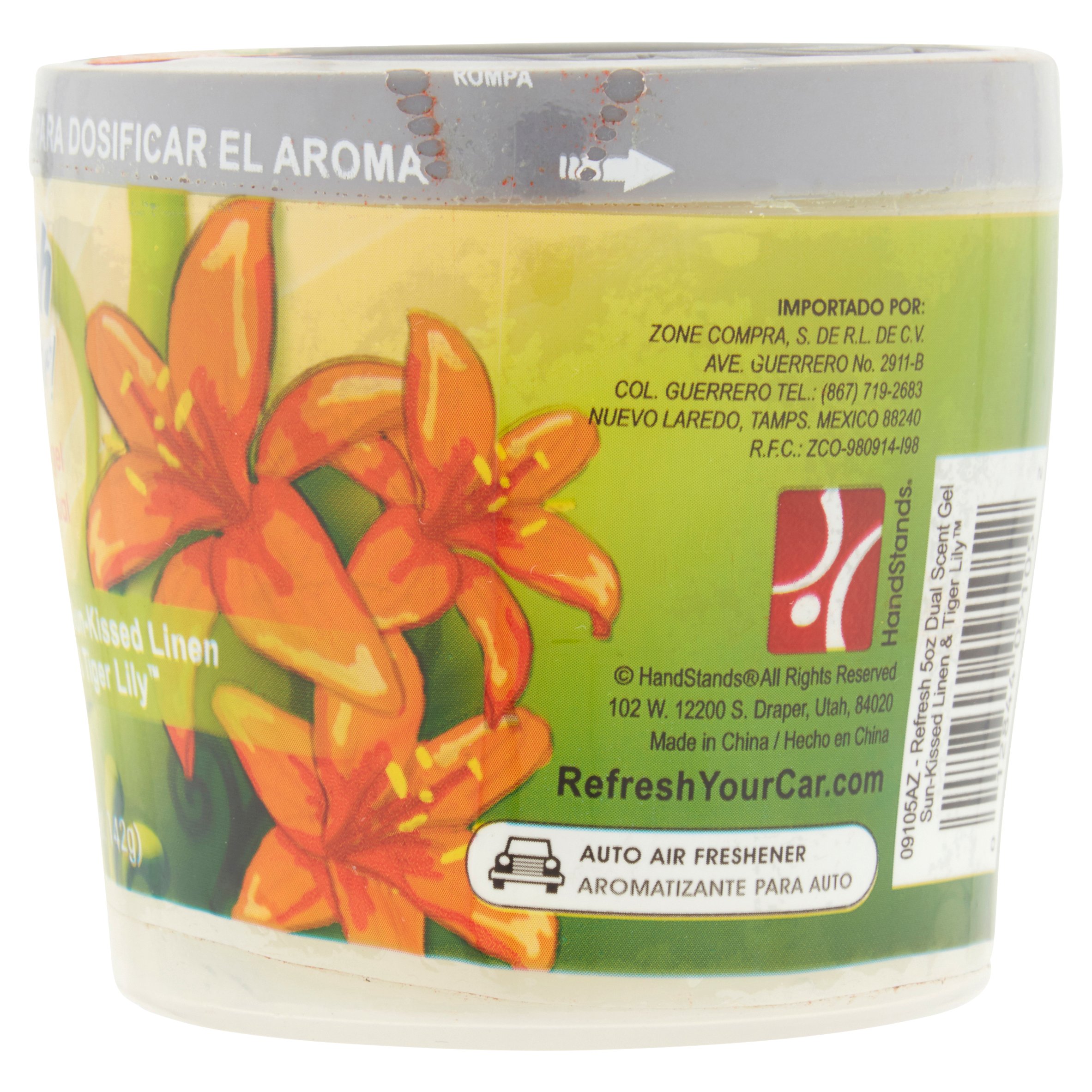 Refresh Your Car Sun-Kissed Linen & Tiger Lily Dual Scent Gel, 5.0 oz