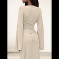 thumbnail image 4 of Vestido de Invitada de Boda para Mujer, Larga, Ajustado, de Punto Acanalado, Maxivestido Formal de Otoño Albaricoque M, 4 of 9