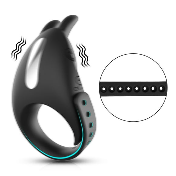XBONP Adjustable Vibrating Ring Massager Rechargeable Penis Ring for Men Black