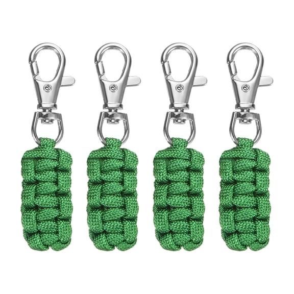 Paracord Zipper Pulls [4PCS] - Paracord Lanyard Keychain Use for Luggage & Backpack & Jacket - [Dark Green]