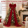 thumbnail image 6 of Christmas Decorations - Giant Bows for Christmas Tree Decor Big Red Velvet Bow, Christmas Decor, Tree Topper Window Wall Mantle Use, Indoor Home Room Party Valentines Xmas Decoration, 6 of 10