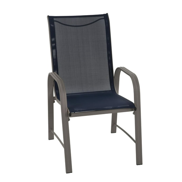 COSCO Outdoor Living Paloma Steel Patio Dining Chairs, Navy Blue Sling ...