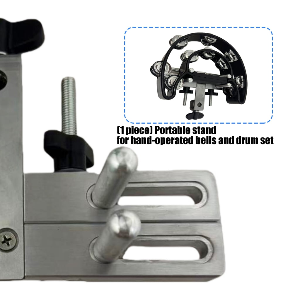 Quick Setup Tambourine Stand Portable Foldable Design Height Adjustable Rotating Knob Metal Base with Secure Grip Clamp