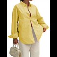 thumbnail image 3 of Camisas de Mujer con Botones, Blusas de Rayas de Larga, Blusas Casuales de Moda 2025 Amarillo XL, 3 of 7