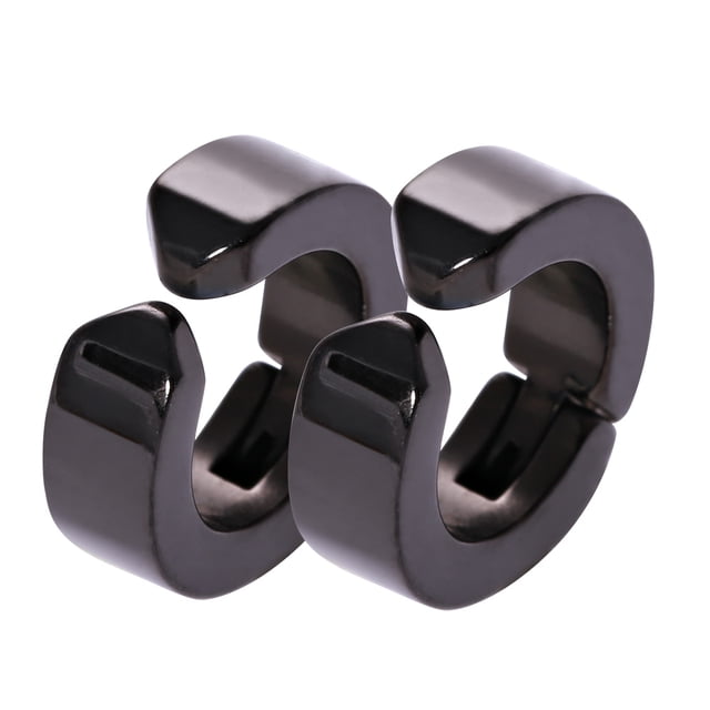 1 par de Clips de Oreja Ecomeon Acero Inoxidable Pendientes Ear Cuffs Superficie Lisa Negra