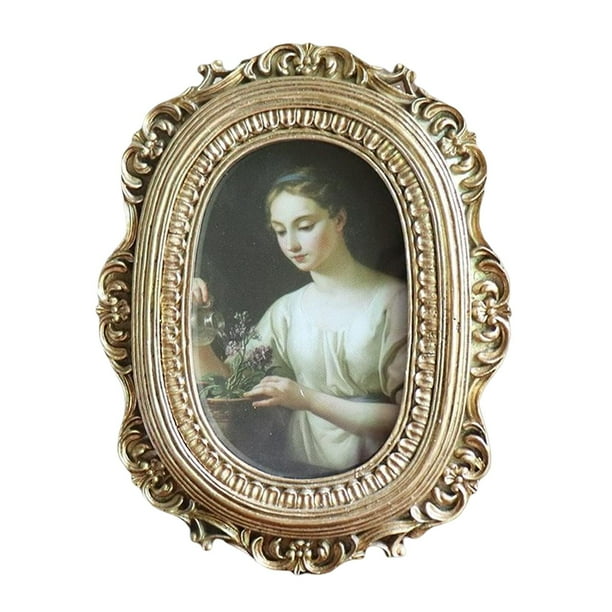 Marco de fotos de estilo europeo vintage, artesanal, para colgar en la pared, ovalado, de lujo. Estilo B