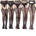 thumbnail image 1 of 5 Pack Bas Résille Noirs Taille Haute Collants Cuisse Collants, 1 of 6