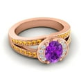 thumbnail image 3 of 2.35 Carat Oval Cut Amethyst & Citrine Gemstone Stunning Engagement Ring for Women Solid 18K Rose Gold Size 5 by Diamond-Capitals, 3 of 8