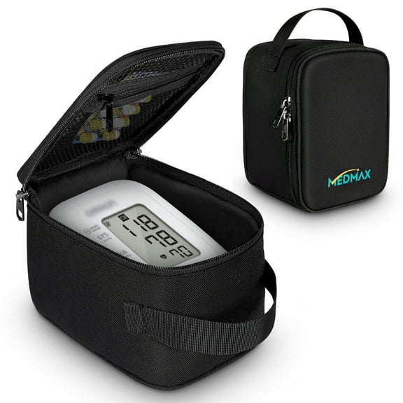 MEDMAX Carrying Case Compatible with OMRON Blood Pressure Monitor Silver BP5250 / Bronze BP5100 / Upper Arm 3 Series, Portable Storage Organizer Bag with Handle (Bag Only), Black