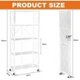 thumbnail image 2 of 5 Tier Storage Shelf with Wheels - Metal Collapsible Shelving Unit Display, Heavy Duty Folding Shelves, No Assembly Organizer Rack for Garage Kitchen, Basement, Pantry (White, 5 Tier), 2 of 8