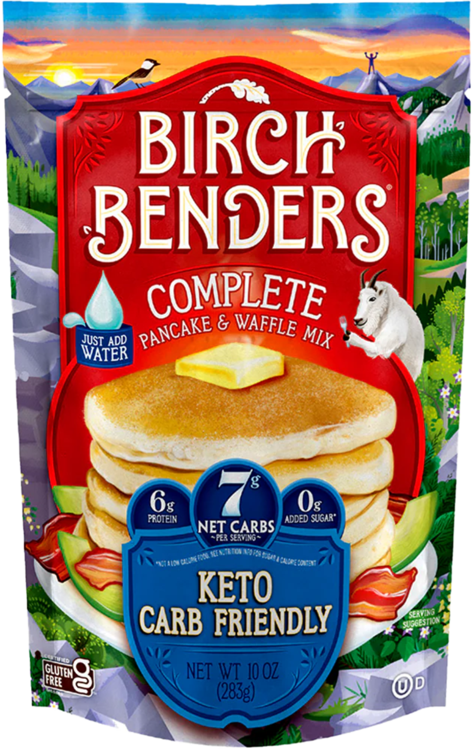 Birch Benders Keto Pancake and Waffle Mix, 10 oz (pack of 2) with Swivel Spoons