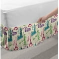 thumbnail image 2 of City Bed Skirt, Big Ben Eiffel Tower of Liberty Colosseum Doodle Sketch Tourist Attractions, Elastic Bedskirt Dust Ruffle Wrap Around for Bedding Decor, 4 Sizes, Multicolor, by Ambesonne, 2 of 2