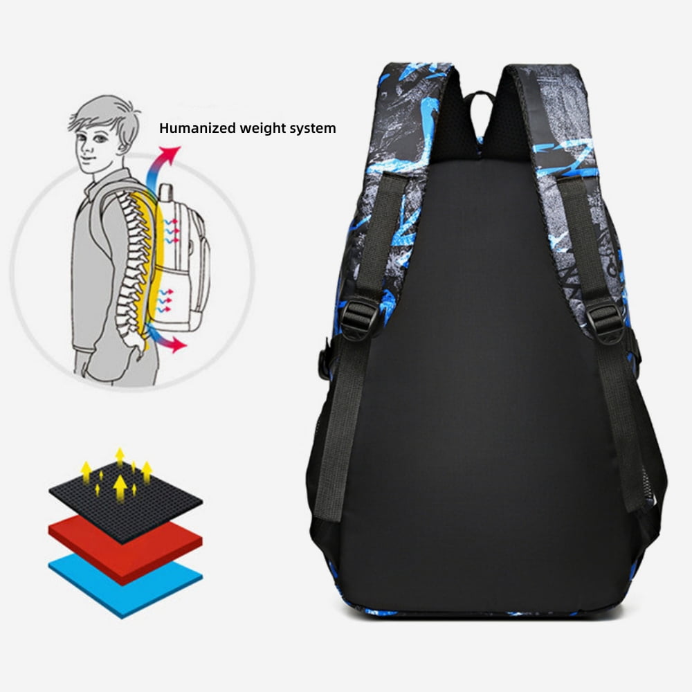 Tyethy School Backpack for Boys Kids Printed Large Capacity Laptop Bookbag Casual Daypack for School Travle Daily Use, Blue