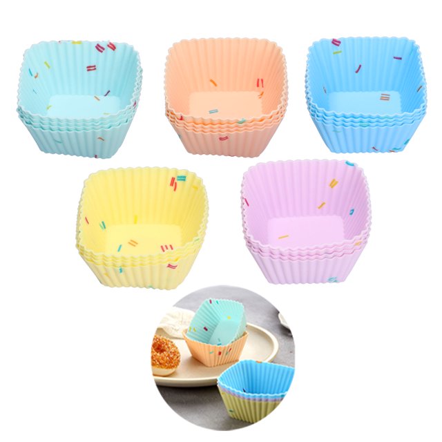 Silicona Para Cupcakes Antiadherentes Para Hornear, Moldes Multiusos Para Hornear, Moldes Para Magdalenas De Repostería Seguros Para Horno Para Galletas, Dulces De Chocolate (5 Colores) 20 Moldes Cateissary HA027911-01