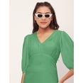 thumbnail image 5 of Moomaya Solid Color Shift Dress, V-Neck Balloon Sleeve Casual Evening Dress, 5 of 8