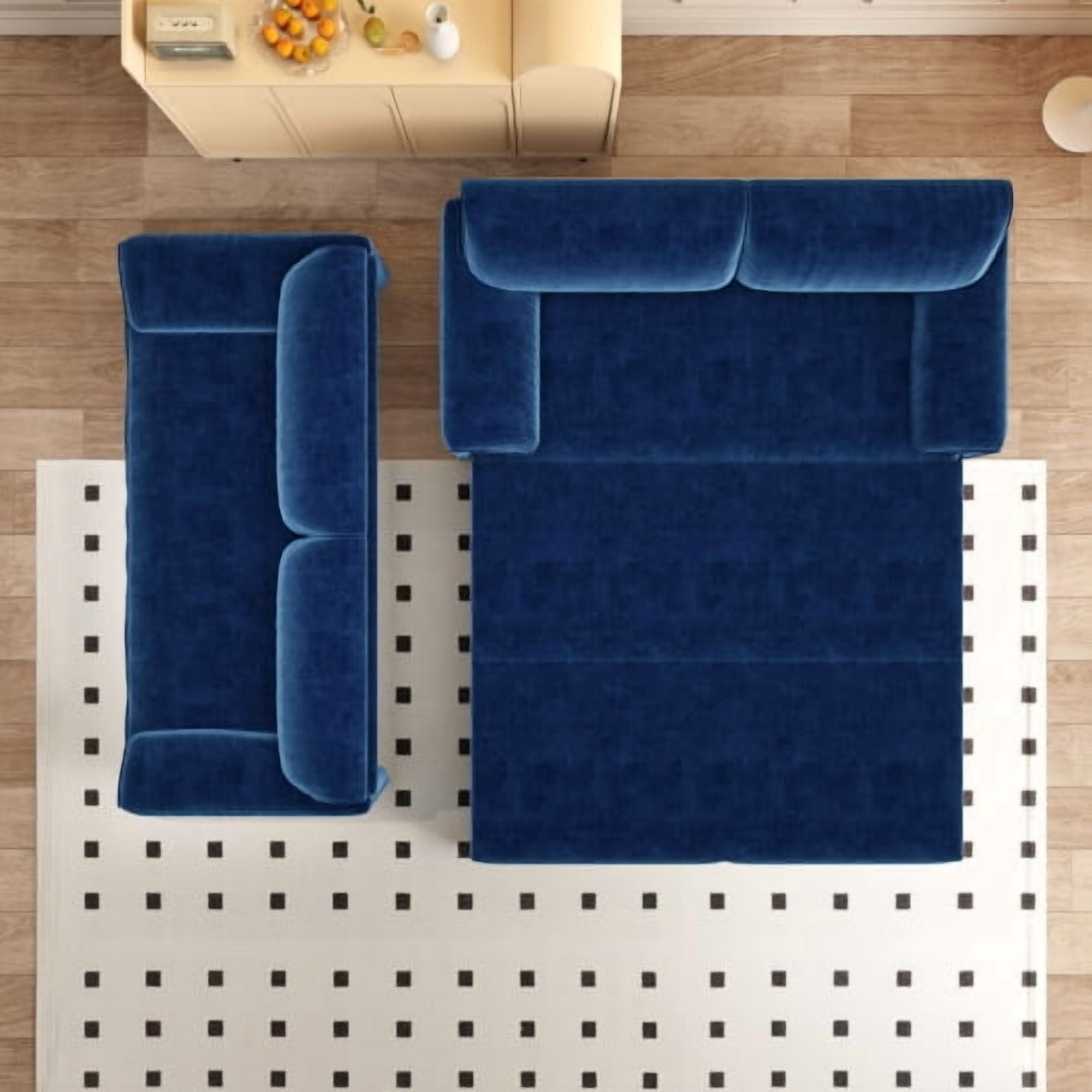 66" Queen Pull Out Sofa Bed, 3-in-1 Convertible Velvet Sleeper Sofa with Side Storage, Loveseat Bed for Living Room, Blue