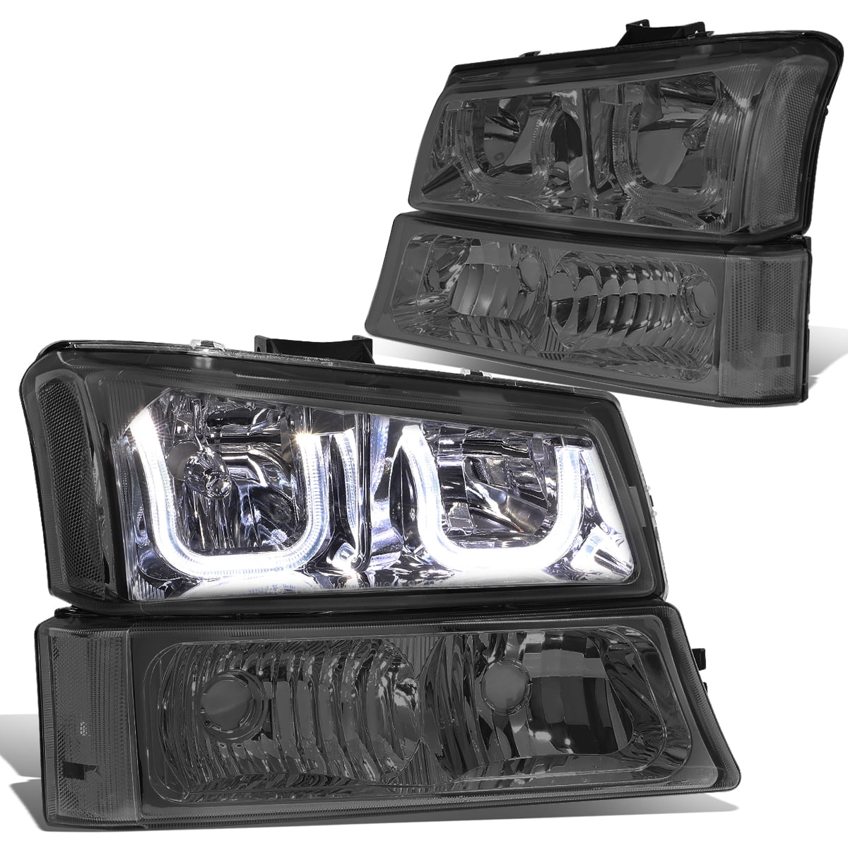 For 2003 to 2006 Chevy Silverado/Avalanche Dual LED Halo Headlight